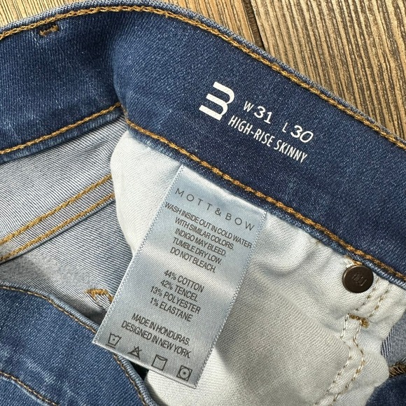 Mott & Bow High-Rise Skinny Jane Jeans Stretch Denim Dark Wash Womens Size 31x30 - Picture 5 of 8